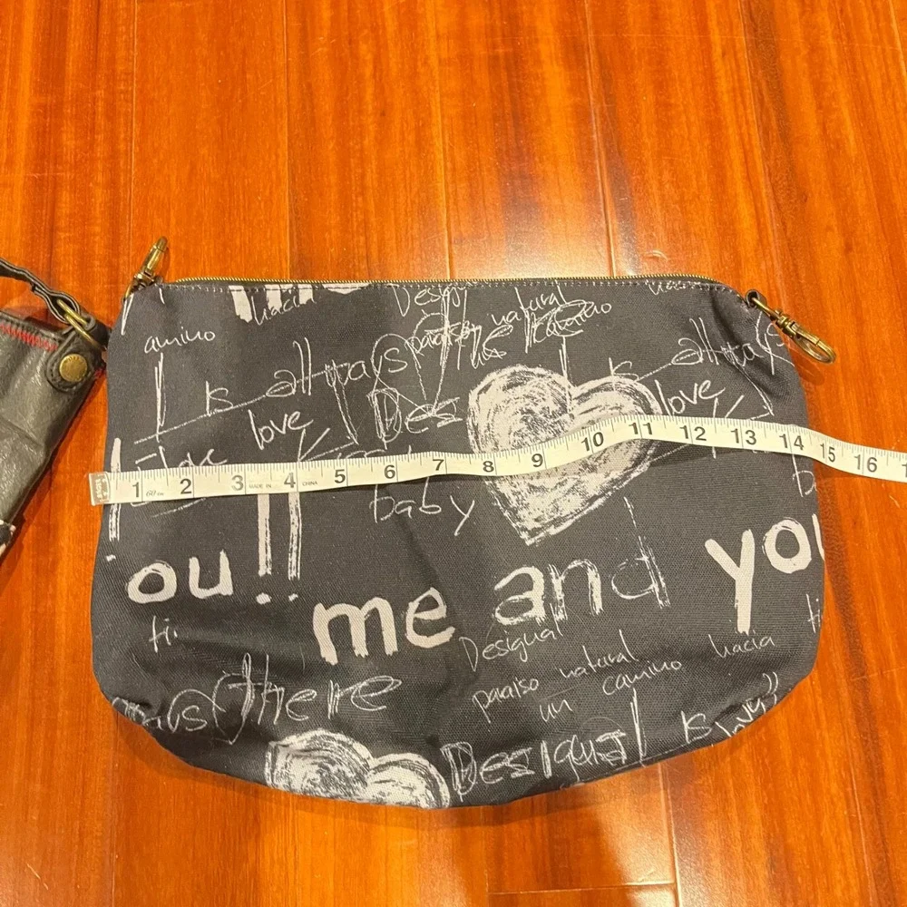 Desigual Tote‎ Bag Purse Set Patchwork Graffiti Daisy Zebra Pouch Black Multi